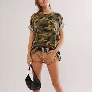 Free People We The Free Nina Printed Tee Camouflage Size L